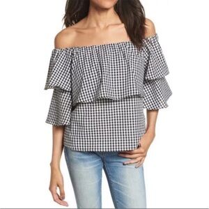 WAYF b&w off-the-shoulder top